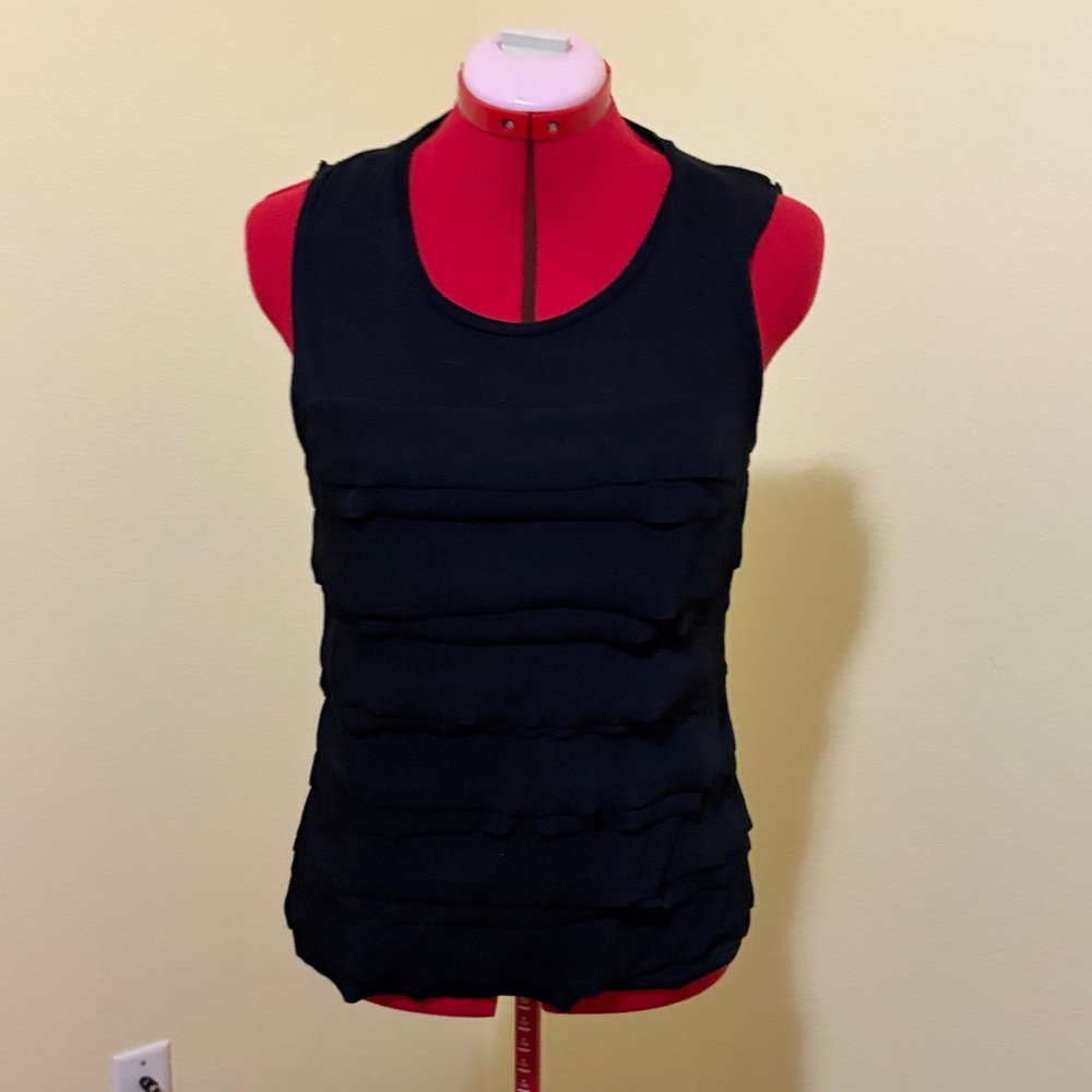 Black Sleeveless Ruffle Top
